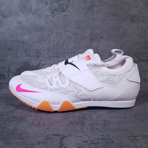 NIKE Zoom PV Pole Vault Elite Track Spikes Mens 8.5‎ Womens 10 White Orange Pink